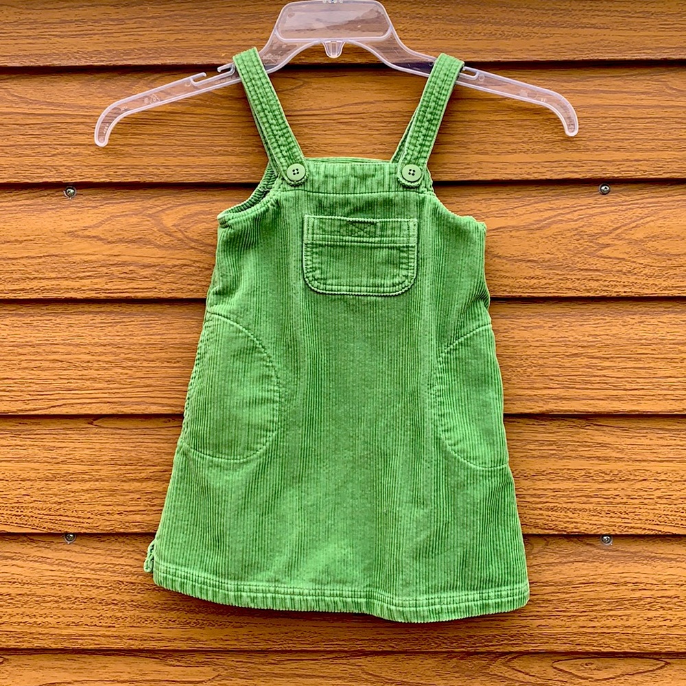 Lands End Girls size 4 dress green Corduroy dress